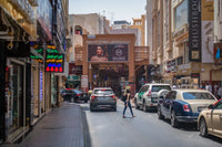 Street entrance to the Gold Souk in Deira, an early stop on the Dubai Parents' Day Out Tour
